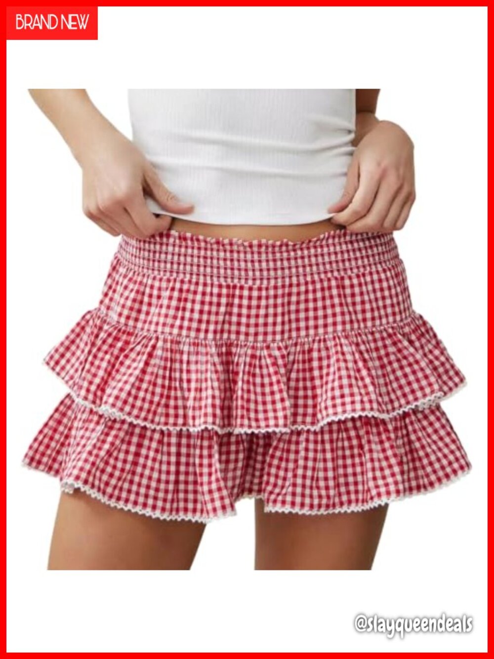 Women Y2k Plaid Ruffle Mini Skirt Flowy Layered Short Skirt
